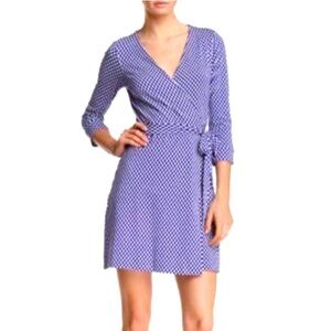 Diane von Furstenberg New! Indigo Blue Honeycomb Wrap Dress Julian Two 6